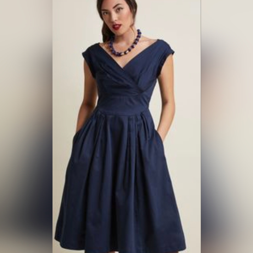 Emily And Fin Florence 60s Style Navy Blue Dress